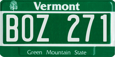 VT license plate BOZ271