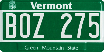 VT license plate BOZ275