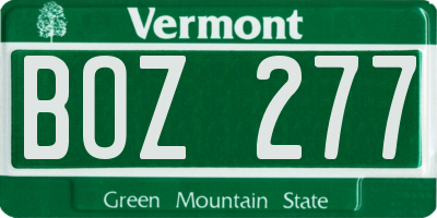 VT license plate BOZ277