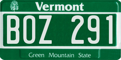 VT license plate BOZ291