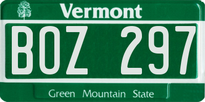 VT license plate BOZ297