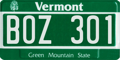 VT license plate BOZ301