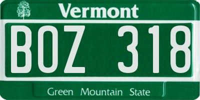 VT license plate BOZ318