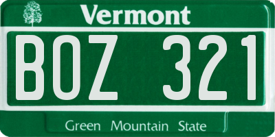 VT license plate BOZ321