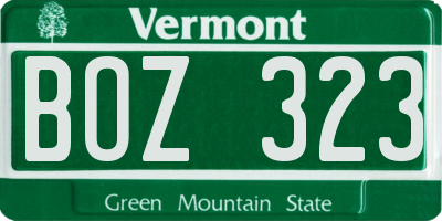 VT license plate BOZ323