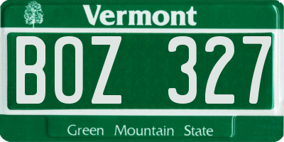 VT license plate BOZ327