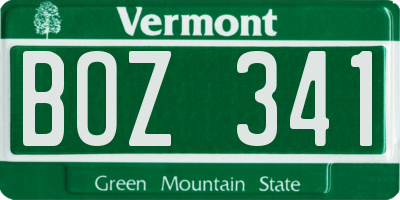 VT license plate BOZ341