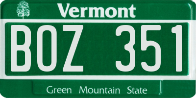 VT license plate BOZ351