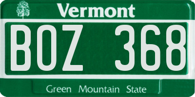 VT license plate BOZ368