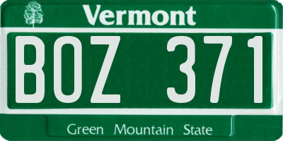 VT license plate BOZ371
