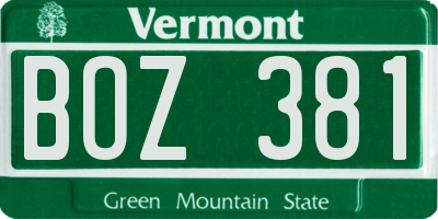 VT license plate BOZ381