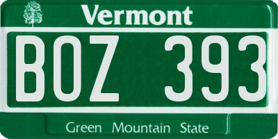 VT license plate BOZ393