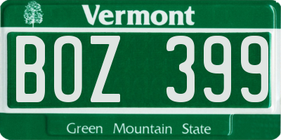 VT license plate BOZ399