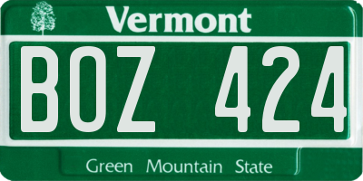 VT license plate BOZ424