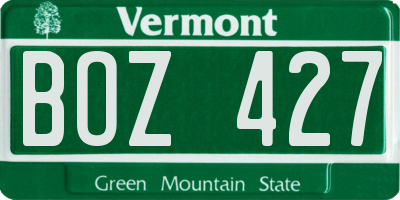 VT license plate BOZ427
