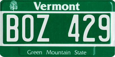 VT license plate BOZ429