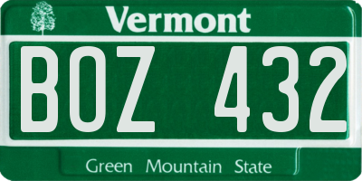 VT license plate BOZ432