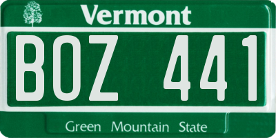 VT license plate BOZ441