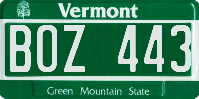 VT license plate BOZ443