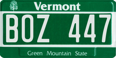 VT license plate BOZ447