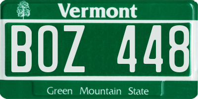 VT license plate BOZ448