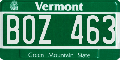 VT license plate BOZ463