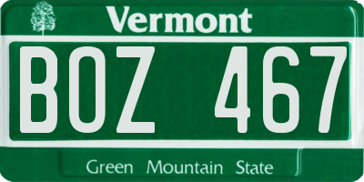 VT license plate BOZ467