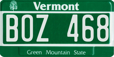 VT license plate BOZ468