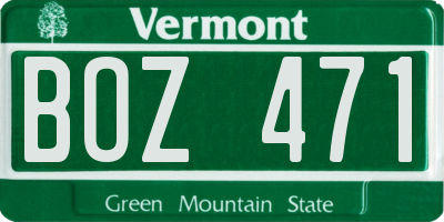 VT license plate BOZ471