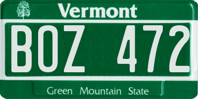 VT license plate BOZ472