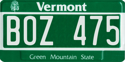 VT license plate BOZ475