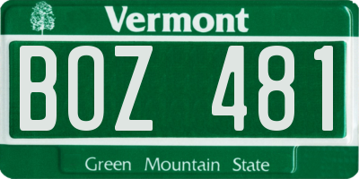 VT license plate BOZ481