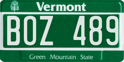 VT license plate BOZ489