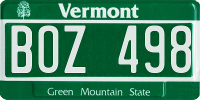 VT license plate BOZ498