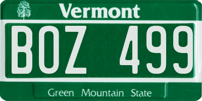 VT license plate BOZ499