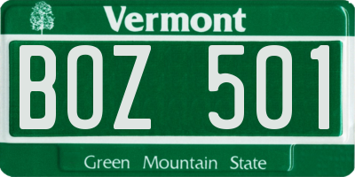 VT license plate BOZ501