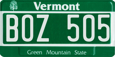 VT license plate BOZ505