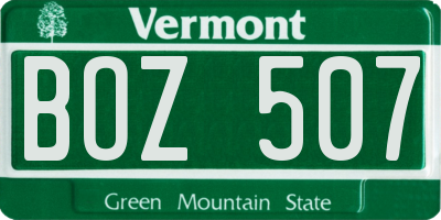 VT license plate BOZ507