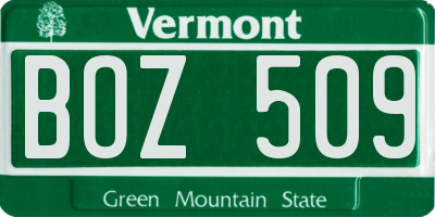 VT license plate BOZ509