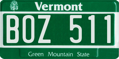 VT license plate BOZ511