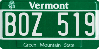 VT license plate BOZ519