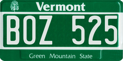 VT license plate BOZ525
