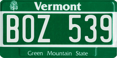 VT license plate BOZ539