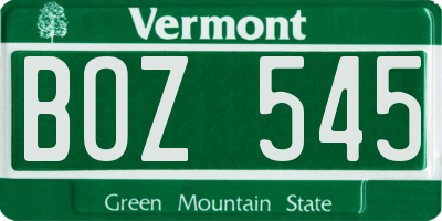 VT license plate BOZ545