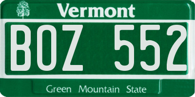 VT license plate BOZ552