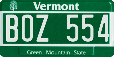 VT license plate BOZ554