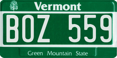 VT license plate BOZ559