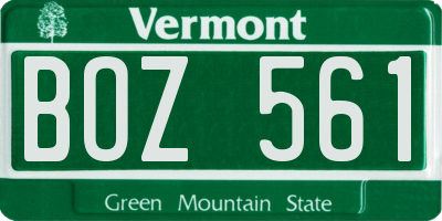 VT license plate BOZ561