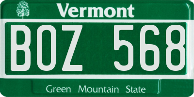 VT license plate BOZ568