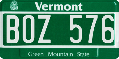 VT license plate BOZ576